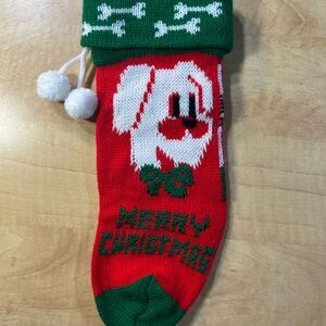 Merry Christmas Red Green White Dog Stocking 11.5" x 4" Holiday Decor